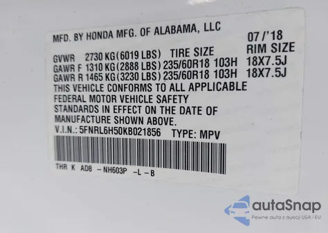 2019 Honda Odyssey Ex из США, поврежденный, VIN 5FNRL6H50KB021856